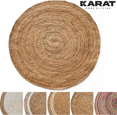 Immagine prodotto di Tappeto in iuta Surat Round Tessuto a mano in fibre naturali robusto e resistente agli strappi 90 x 90 cm