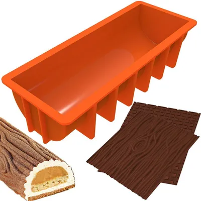 Productafbeelding van Siliconen cakevorm met 2 siliconen matten, kersttaart, 32 x 13,2 x 7,5 cm