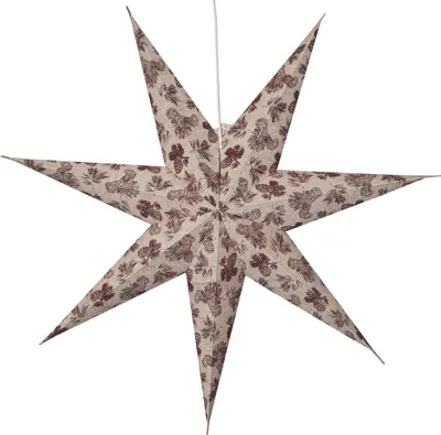 Produktbild von Star Trading 502-84 Papierstern "Baumwolle" weiß mit rotem Muster, ca. 60 cm Ø,  ausPapier, mit Stoff, ohne Leuchtmittel,  Vierfarb-Karton