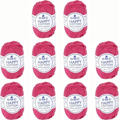 Immagine prodotto di 10 gomitoli di DMC Happy Cotone – filato morbido in cotone al 100%, 392 (colore 755)