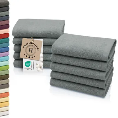 Produktbild von 10er Set Seiftücher, Baumwolle, 30x30 cm, 420g/qm, hellgrau (grau)