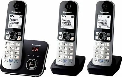 Immagine prodotto di Telefono cordless trio dect con segreteria telefonica nero/argento Panasonic KXTG6823FRB