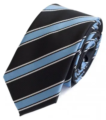 Produktbild von Fabio Farini - 1 Stück Herren Krawatte Schwarz - verschiedene Schwarze Männer Schlips in 6cm Schmal (6cm), Schwarz Blau Weiß-Dark Baltic/Divinity/Silver Dollar