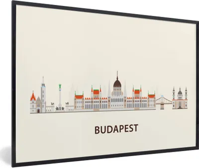 Produktbild von MuchoWow® Gerahmtes Poster Budapest - Europa - Skyline 60x40 cm - Poster mit Schwarzem Bilderrahmen Wandposter Rahmen Foto Bilder - Printing - Wanddeko Schlafzimmer