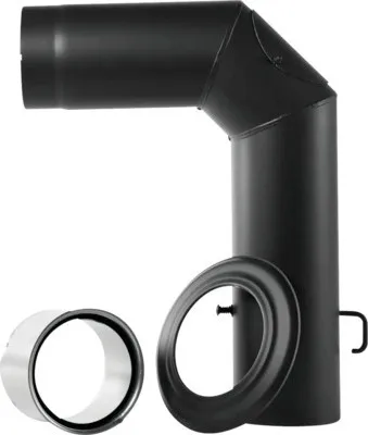 Produktbild von BERTRAMS 198112, Eckstück Schornsteinrohr, Schwarz, Stahl, 600 °C, 13 cm, 2 mm