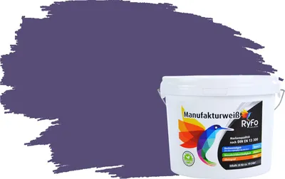 Produktbild von RyFo Colors Bunte Wandfarbe Manufakturweiß Violett 3l - weitere Violett Farbtöne und Größen erhältlich, Deckkraft Klasse 1, Nassabrieb Klasse 1