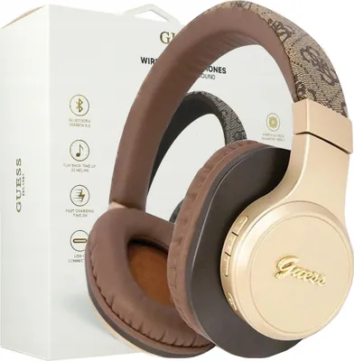 Produktbild von GUESS Bluetooth 5.3 Wireless Headset Kopfhörer On Ear 4G Script Metal Braun