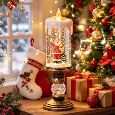 Produktbild von Weihnachtslaterne mit LED Licht und Schneewirbel