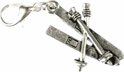 Produktbild von Skier Ski Winter Charm Zipper Pull Anhänger Bettelanhänger Miniblings silber