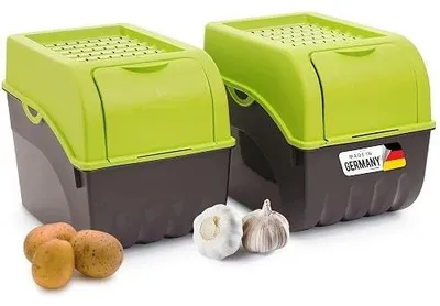Zdjęcie produktu dla Pojemnik do przechowywania warzyw owoców zielony plastikowy 2 szt 5