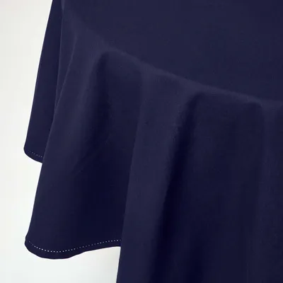 Image de HOMESCAPES Nappe bleu foncé ronde 178 cm, 100% coton