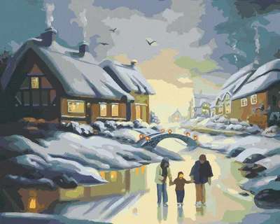 Produktbild von Zuty - Malen nach Zahlen - SCHLITTSCHUHLÄUFER AUF DER EISFLÄCHE UND HÄUSER (D. RUSTY RUST), 40x50 cm, ohne Keilrahmen