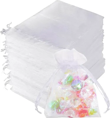 Produktbild von Organzabeutel – 100 Stück – 7 x 9 cm – Geschenktüten mit Kordelzug – Schmuckbeutel – Hochzeitstüten – Partytüten – Lavendelbeutel – Kosmetiktüten