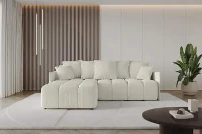 Produktbild von ALTDECOR Ecksofa mit Schlaffunktion und Bettkasten LONLI-L 251x189x68 cm Cremeweiß - Corner Sofa Bett Eckcouch Couch L-Form Schlafcouch Ausziehbar Wohnlandschaft Schlafsofa Cauchsofa