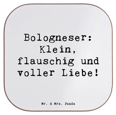 Produktbild von Mr. & Mrs. Panda Untersetzer Tee Spruch Bologneser Liebe - Weiß - Geschenk, bieruntersetzer, Coaster, für Gläser, Lebensfreude, Hunde Familien, Hunderassen Vielfalt, Glas