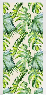 Produktbild von MuchoWow® Türtapete Selbstklebende Türfolie Blätter - Muster - Monstera 85x205 cm Türposter Türaufkleber Klebefolie Türklebefolie - Türverzierung - Türen Dekoration - Plakaten