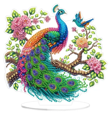 5D Diamond Painting Pauw Tischdeko Set – DIY, 17x17 cm