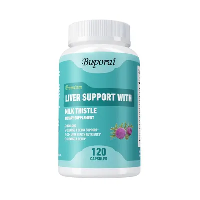 Produktbild von Liver Support with Milk Thistle 1246 mg (120 Kapseln) Nahrungsergänzungsmittel, Reinigung, Entgiftung, Leber, Verdauung