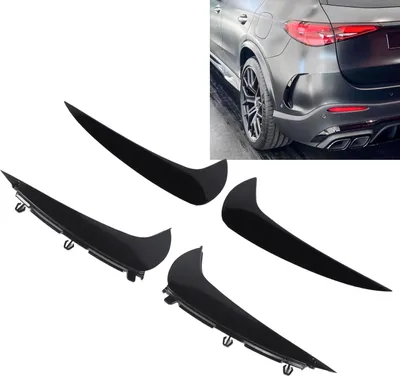 Zdjęcie produktu dla 1 para osłon wylotu powietrza spojlera tylnego zderzaka, lewa i prawa strona, osłona splittera, zamiennik do Benz GLC-Klasse X254 Line, błyszcząca czerń