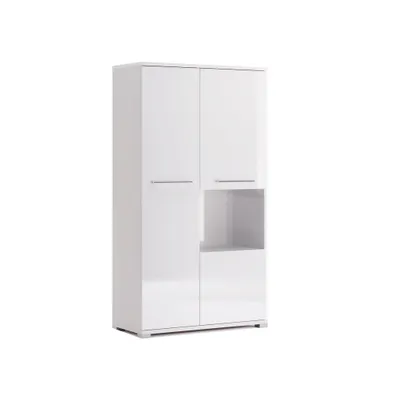Produktbild von Vitrine Family – Regalschrank – Weiß Hochglanz – 90 cm – Modern – Stauraum für Wohnzimmer & Schlafzimmer