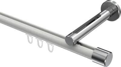 Produktbild von Interdeco Innenlaufstange / Gardinenstange mit Innenlauf Weiß / Chrom, Typ Siteno Santo (Kappe), 20 mm Ø 1-läufig, 100 cm