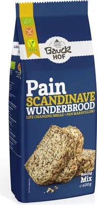 MIESZANKA DO WYPIEKU CHLEBA WIELOZIARNISTEGO BEZGLUTENOWA (SKANDYNAWSKA) BIO 600 g - BAUCK HOF