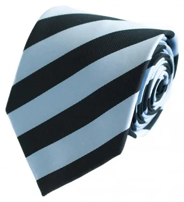 Produktbild von Fabio Farini - 1 Stück gestreifte Herren Krawatte - Tie mit Streifen in 6cm oder 8cm Breite Breit (8cm), Schwarz/Himmelblau