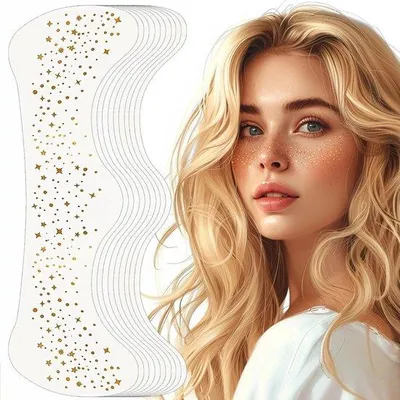 Productafbeelding van Glitterende, zelfklevende stempels - Feestelijke make-up - 10 stuks - Goud