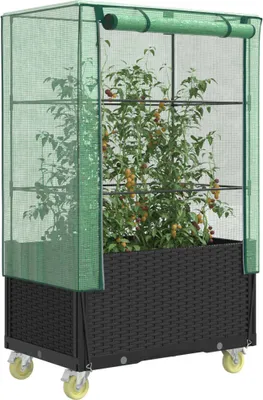 Produktbild von Möbel Hochbeet mit Aufsatz und Rollen Rattan-Optik 80x50x182 cm - Beete 4015822