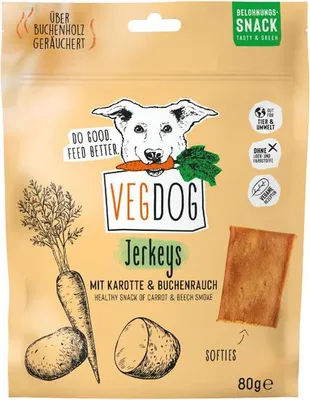 Obrázok produktu pre VEGDOG Jerkeys, Maškrta, Pes, Dospelý, Mrkva, 80 g
