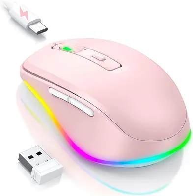 Produktbild von seenda Kabellose Maus LED, Wiederaufladbar Maus Kabellos mit Maus Jiggler, Leise 2.4G USB Funkmaus für Laptop, Computer Wireless Mouse Beleuchtet