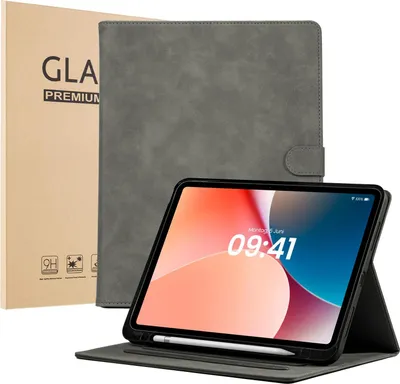 Produktbild von LBH Tablet Schutzhülle + 2x 9H Display Glas für Apple iPad Pro 8. Gen (M5) 2025 13 Zoll Cover Case Schutz Tablet Farbe: Grau