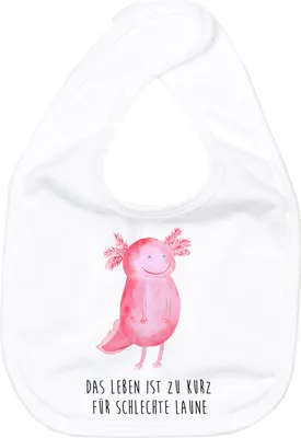 Produktbild von Mr. & Mrs. Panda Organic Babylätzchen Axolotl Glücklich - Weiß - Geschenk, Lurch, Schlabberlatz, gut Gelaunt, Motivationsspruch, Lätzchen Für Babys, Sabberlätzchen