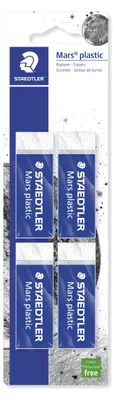 Produktbild von STAEDTLER Mars plastic 526 50 Radierer Blisterkarte mit 4 Radierern, 65 x 23 x 13 mm