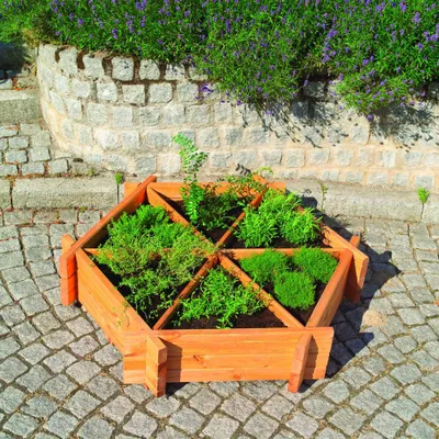 Produktbild von Kräuterhexagon 'Julia' Promadino Hexagon Beet Kräuter Holz Garten Pflanzkasten