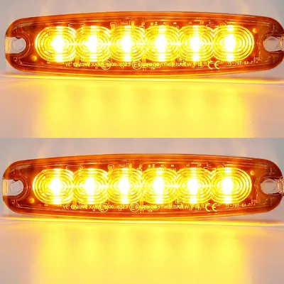 Produktbild von 12V/24V 6LED Warnlicht Stroboskoplicht,Ultradünn Led Seite Front Amber  Blitzmodul Orange,Notfall Warnung Beacon Blinklichter led Gelb Bar für Autodachträger PKW LKW ECE R65 R10
