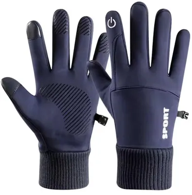 Produktbild von Blaue Handschuhe – Tech-Handschuhe – wasserdicht – Touchscreen – Winterzubehör – Fahrradhandschuhe – Uni – groß – Blau – Winter – CHPN