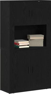 Obrázok produktu pre vidaXL Highboard čierny dubový vzhľad 80 x 33 x 150 cm materiál na báze dreva