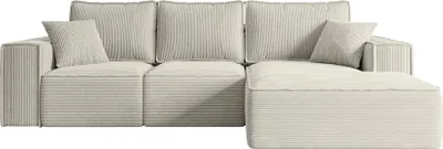 Produktbild von ALTDECOR Ecksofa mit Schlaffunktion und Bettkasten SERRA-L-S - 266x161x87 cm Cremeweiß - Corner Sofa Bett Eckcouch Couch L-Form Schlafcouch Ausziehbar Wohnlandschaft Schlafsofa Cauchsofa