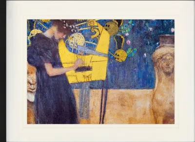 Zdjęcie produktu dla Gustav Klimt Oprawiony obraz z eleganckim passe-partout | Obrazy ścienne | W ramie obrazu - Muzyka, 1895 (60 x 80 cm)