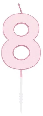 Productafbeelding van Getallenkaars, taartkaars, 4,5 cm, roze, 8 stuks