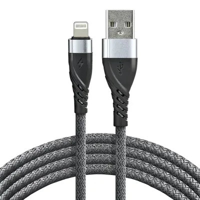 Zdjęcie produktu dla Kabel USB - Lightning / iPhone everActive CBB-1IG 1m do 2,4A z obsługą szybkiego ładowania przewód pleciony szary