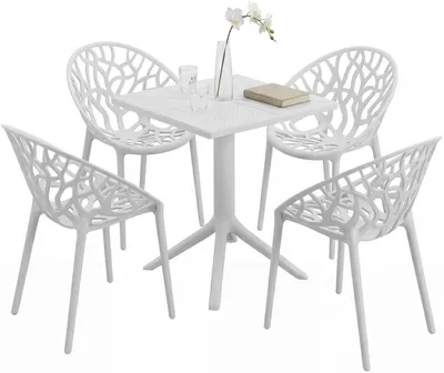 Produktbild von Das Neriva Gartenmöbel-Set mit 4 weißen Stühlen