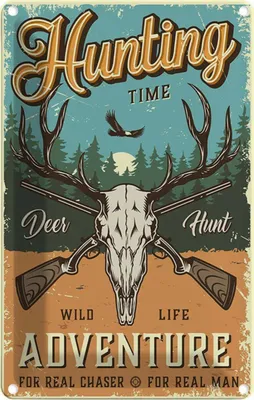 Produktbild von vianmo Blechschild 30x20 cm Hunting Time Adventure Abenteuer Reisen