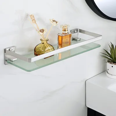 Produktbild von Glasregal für Badezimmer, gebürstet, 38 cm, Duschablage