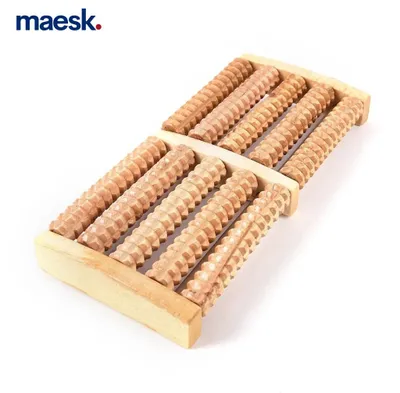 Produktbild von MAESK® - Premium Fußmassageroller Holz - Fußmassage Fuß Massage Massagegerät Fußroller Massageroller Zweifuß Massage