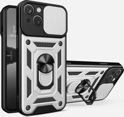 Produktbild von Armor Handyhülle für Apple iPhone 15 Kameraschutz Handy Panzer Case Cover Schutzhülle Outdoor Farbe: Silber