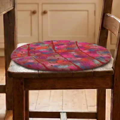 Produktbild von Filz Stuhlauflage, Boho Sitzkissen, Handgefertigts Rundes Filzkissen - Rot/bunt, Wolle, 1,5*35*35 cm, Meditationskissen & Sitzkissen