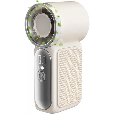 Produktbild von Mini Handventilator Akku, mit 6 Stufen, LED Display USB-C, Tragbar Ventilator, Taschenventilator Lange Betriebsdauer, für Alltag & Büro, Urlaub, Gelb