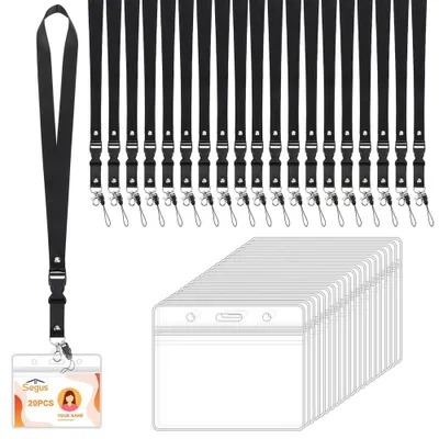 Productafbeelding van Set van 20 Badgehouders met Lanyards voor Kantoor en School